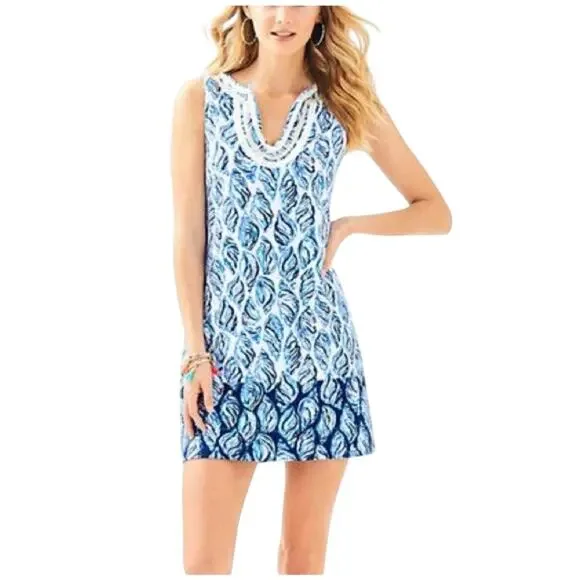 Lilly Pulitzer Harper Conch Shell Pattern French Terry Shift Dress Size Small - Picture 3 of 12